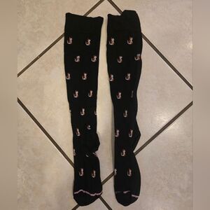 Dr Motion Compression Black Patterned Cat Women's Socks